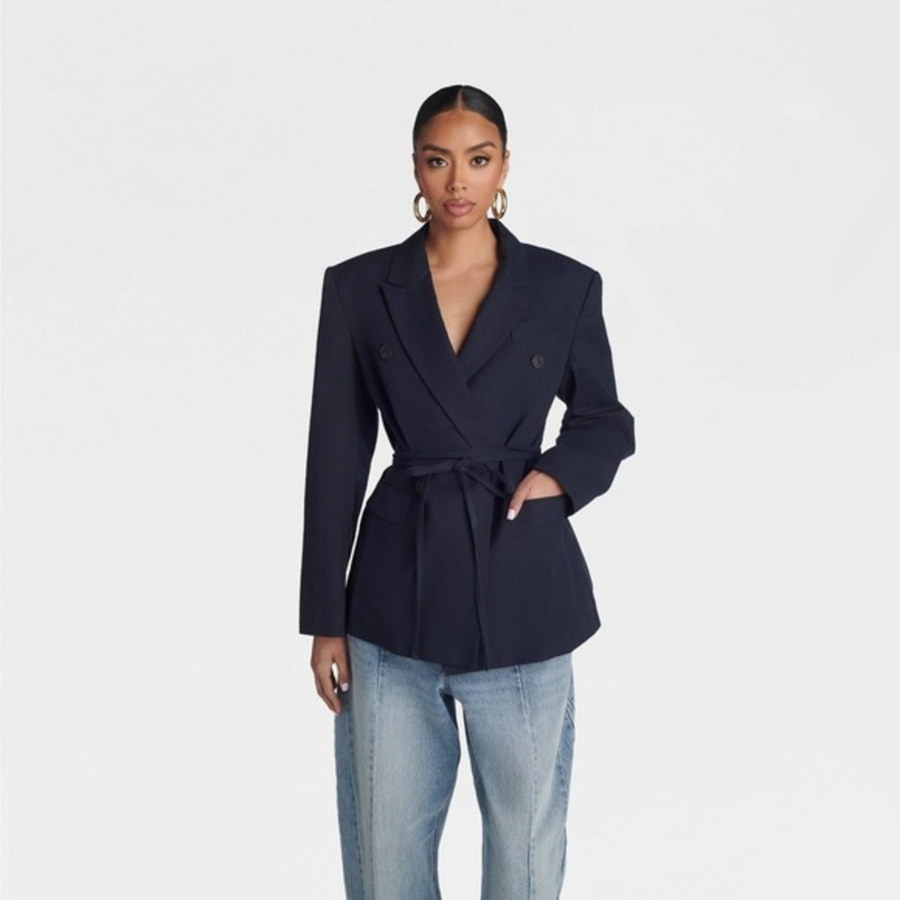 KBB by KAHLANA x Target Women's L Large The Erin Blazer Navy Blue Jacket NWT
